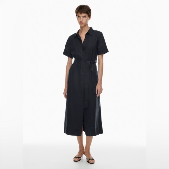 Aritzia Wilfred Eleta Linen Maxi Dress In Dark Night Navy Size S - Picture 1 of 10